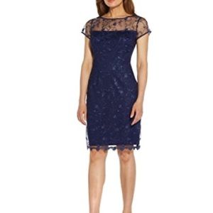 NWT Adrienne Papelle Women’s Embroidered dress Navy